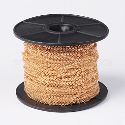 アイアン製ローロチェーン  ベルチャーチェーン  溶接されていない  スプールで  長持ちメッキ  ライトゴールド  2.5x1mm  約328.08フィート（100m）/ロール&nbsp;CH-S067-01