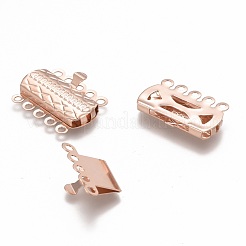 304ステンレススチールボックス留め具  マルチ連クラスプ  1連売り  5ホール  花の長方形  ローズゴールド  10mm  穴：19.5x15x3mm&nbsp;STAS-P249-03RG