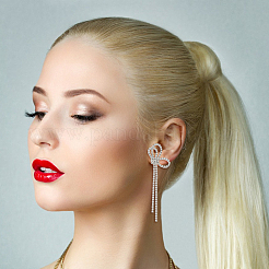 2 Pairs 2 Style Crystal Rhinestone Bowknot Dangle Stud Earrings&nbsp;EJEW-AN0002-31