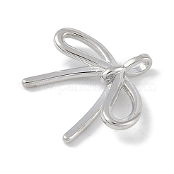 真鍮チャーム  蝶結び  プラチナ  20.5x22x3.5mm  穴：4mm&nbsp;KK-U008-04B-P