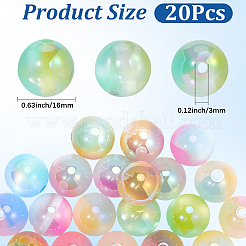 樹脂製イミテーションキャットアイビーズ20個  ラウンド  ミックスカラー  16mm  穴：3mm&nbsp;RESI-PA0001-47