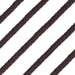 5m 編み込みラウンド PU レザー ジュエリー コード  編組ロープ  ココナッツブラウン  7mm&nbsp;OCOR-GF0004-96B-02