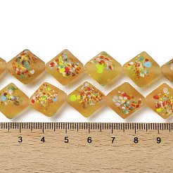 手作りのランプワークスビーズ連売りを曇らせる  菱形  ゴールド  15.5~17x15~15.5x9~10.5mm  穴：1.4mm  約25個/連  15.98~16.34''（40.6~41.5センチメートル）&nbsp;LAMP-A010-01E