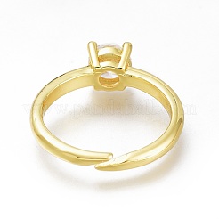 Brass Micro Pave Clear Cubic Zirconia Solitaire Rings&nbsp;RJEW-N031-13G