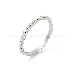 925スターリングシルバープレーンバンドリング  丸いビーズ  プラチナ  2mm  内径：17mm&nbsp;RJEW-P164-01A-P