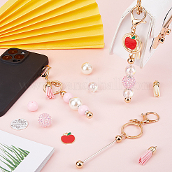 先生の日のためのDIYビーズキーホルダー作りキット  合金キーホルダーを含む  アクリル＆プラスチックパールビーズ  フェイクスエードタッセル&アロイアップル&引用ペンダント  ミックスカラー  62個/袋&nbsp;DIY-SC0023-13