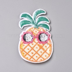 機械刺繍布地手縫い/アイロンワッペン  マスクと衣装のアクセサリー  アップリケ  バックパック用  服  パイナップル  ゴールド  78x46.5x1.5mm&nbsp;DIY-F043-36