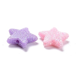 不透明なアクリルビーズ  グリッターパウダー付き  スター  ミックスカラー  13.5x14.5x4mm  穴：1.6mm&nbsp;X-MACR-T033-05