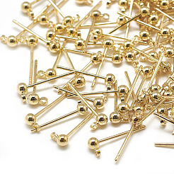 真鍮製スタッドピアスパーツ  カドミウムフリー＆ニッケルフリー＆鉛フリー  18KGP本金メッキ  15x5x3mm  穴：1mm  ピン：0.7mm&nbsp;KK-N200-096A