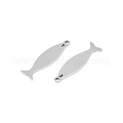 変色しない304ステンレススチールペンダント  魚  ステンレス鋼色  26x6.5x1mm  穴：1.4mm&nbsp;STAS-N095-106