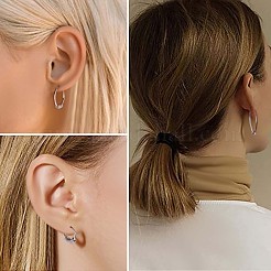 ロジウムメッキ 925 スターリングシルバー サークル ビーズ ハギー フープ イヤリング 女性用  プラチナ  18mm&nbsp;JE912A-02