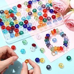 120 個 12 色のガラスヨーロッパビーズ  大穴ビーズ  芯金がない  ロンデル  ミックスカラー  14x8mm  穴：5mm  10個/カラー&nbsp;EGLA-YW0005-77
