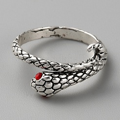 Alloy Snake Cuff Ring with Rhinestone&nbsp;RJEW-WH0002-22