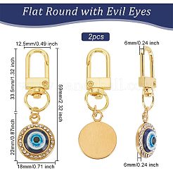 2Pcs 304 Stainless Steel Rhinestone & Resin Pendants Keychain&nbsp;HJEW-OC0001-13