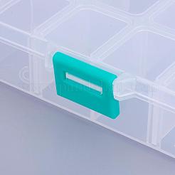 オーガナイザー収納プラスチックボックス  調整可能な仕切りボックス  長方形  ホワイト  11x7x3cm  1つのコンパートメントさ：3x2.5cm  8区画/ボックス&nbsp;CON-X0002-01