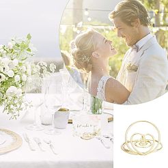 鉄の場所のカードホルダー  メモホルダー  レストラン用  結婚式  オフィス  ハート付きのラウンド  ゴールドカラー  50.5x38.5mm&nbsp;AJEW-WH0318-02G