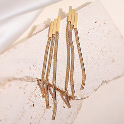 304 Stainless Steel Snake Chain Tassel Stud Earrings&nbsp;WGAC4E7-01