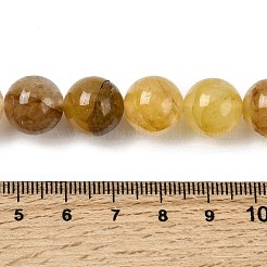 ナチュラルイエローヘマトイドクォーツビーズ連売り  ラウンド  12.5mm  穴：1.2mm  約31個/連  15.20''（38.6センチメートル）&nbsp;G-K365-D01-12mm