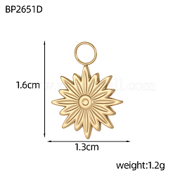 Sun Charms 304 Stainless Steel Pendants&nbsp;STAS-OY004-41G
