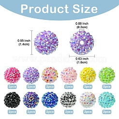 24Pcs 12 Colors Resin Rhinestone Beads&nbsp;RESI-YW0003-13