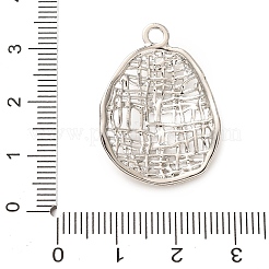 合金ペンダント  格子模様のチャームが付いたティアドロップ型  プラチナ  29x21x4.5mm  穴：2.5mm&nbsp;FIND-I367-06P