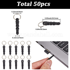 シリコン製モバイル防塵プラグ50個  鉄製スプリットリング50個付き。  ブラック  16.5x4mm&nbsp;DIY-SC0033-84A