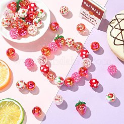 45Pcs 9 Styles Plastic Round Bead & Acrylic Beads Strawberry Kits&nbsp;MACR-CJ0002-46