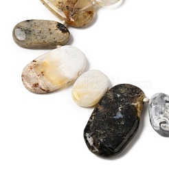 天然のアフリカオパールビーズ連売り  フラットオーバル  トップ掘削  15~46x9~24x4~6mm  穴：1.5mm  約28~30個/連  15.94''（40.5cm）〜16.34''（41.5cm）&nbsp;G-D365-D01