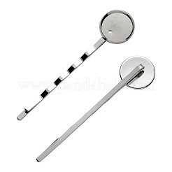 アイアン製ヘアピンパーツ  フラットラウンド  プラチナ  54x14mm  トレイ：12mm&nbsp;X-IFIN-Q101-5P