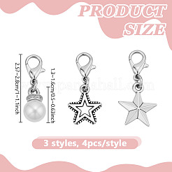 12Pcs 3 Styles Star Alloy Shoes Charms&nbsp;HJEW-DR00215