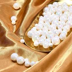 100 個 5 スタイル ABS プラスチック模造パールビーズ  ラウンド  ホワイト  8~16x8~15.5mm  穴：1.5~2mm  20個/スタイル&nbsp;KY-CJ0002-03