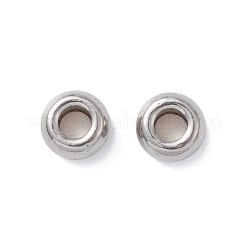 変色しない304ステンレススチールビーズ  ディスク/フラットラウンド  ステンレス鋼色  4x2mm  穴：1.5mm&nbsp;STAS-N090-JA721-4