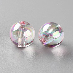 透明なアクリルビーズ  ABカラーメッキ  ラウンド  ピンク  20x19mm  穴：3mm&nbsp;X-MACR-S370-B20-702