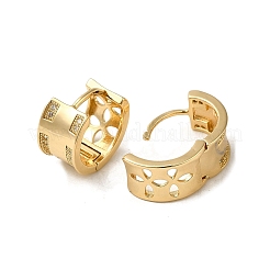 Brass Micro Pave Cubic Zirconia Hoop Earring&nbsp;EJEW-L271-20KCG-05