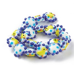 手作りランプワークビーズ  花  アヒル  バンピー  ホワイト  21x19x10mm  穴：2mm&nbsp;X1-LAMP-J092-01C