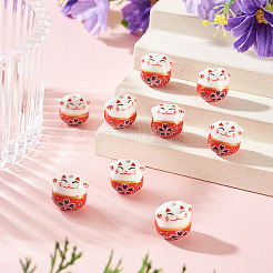 9Pcs Handmade Printed Porcelain Beads&nbsp;PORC-TADJ0001-01H