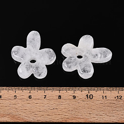 天然石クオーツクリスタルペンダント  ロッククリスタルフラワーチャーム  34~35x29.5~31x6~7mm  穴：5mm&nbsp;G-T142-44B