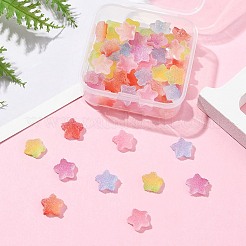 50 個の不透明な樹脂カボション  ドゥルージー・スター  ミックスカラー  10.5x11x4~4.5mm&nbsp;RESI-FS0001-57
