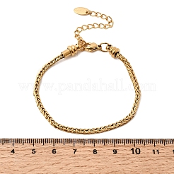 女性用304ステンレススチール製ウィートチェーンブレスレット  イオンプレーティング（ip）  長持ちメッキ  18KGP本金メッキ  6.50インチ（16.5cm）  幅3mm&nbsp;BJEW-A158-02H-G