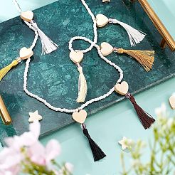 150Pcs 3 Style Star & Heart & Flat Round Unfinished Wood Beads&nbsp;WOOD-OC0002-16