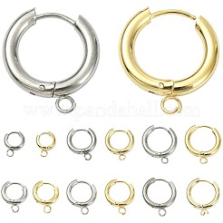 16Pcs 201 Stainless Steel Huggie Hoop Earring Findings&nbsp;STAS-FS0002-27B