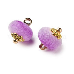 合金とフロッキー加工のチャーム  アクリルと  ロンデルチャーム  ゴールドカラー  パープル  11x10mm  穴：2.5mm&nbsp;FIND-Z121-04G-04