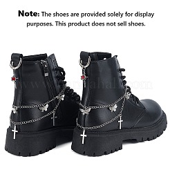 4Pcs 2 Styles Brass Twisted Chains Boot Strap Chains & Alloy Siam Rhinestone Shoes Charms Sets&nbsp;HJEW-BM0001-06