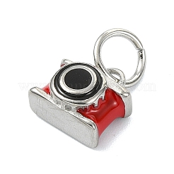 304ステンレススチールエナメルペンダント  ステンレス鋼色  レッド  カメラチャーム  9.5x9.5x6mm  穴：5mm&nbsp;STAS-A145-01H-P