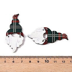 プリントポプラ材ビッグペンダント  クリスマスシリーズ  サンタクロース  51x22x2.5mm  穴：1.6mm&nbsp;FIND-N005-74C-01