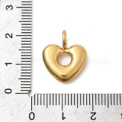 304ステンレスペンダント  ハートチャーム  ゴールドカラー  17.5x15x6mm  穴：3.5mm&nbsp;STAS-C163-01A-G