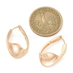 ラックメッキ真鍮クリアキュービックジルコニアフープピアス  長持ちメッキ  シャンパンゴールド  27x16mm&nbsp;EJEW-M090-01G-03
