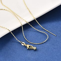 1mmの真鍮製ボストンリンクチェーン、調節可能なスライダーネックレス  鉛フリー＆カドミウムフリー  長持ちメッキ  ラックめっき  18KGP本金メッキ  17.64インチ（44.8cm）&nbsp;NJEW-M108-31G