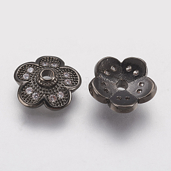 Brass Micro Pave Cubic Zirconia Bead Caps&nbsp;ZIRC-G133-01B-RS