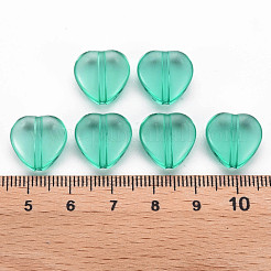 透明なアクリルビーズ  ハート  ターコイズ  13.5x13.5x5.5mm  穴：1.5mm  約775個/500g&nbsp;TACR-S154-54B-68